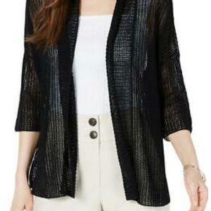 Alfani open weave black open cardigan S M L
